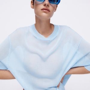 Zara Lightweight Lyocell/Tencel Short Sleeve Sweater. Size S. New With Tags!